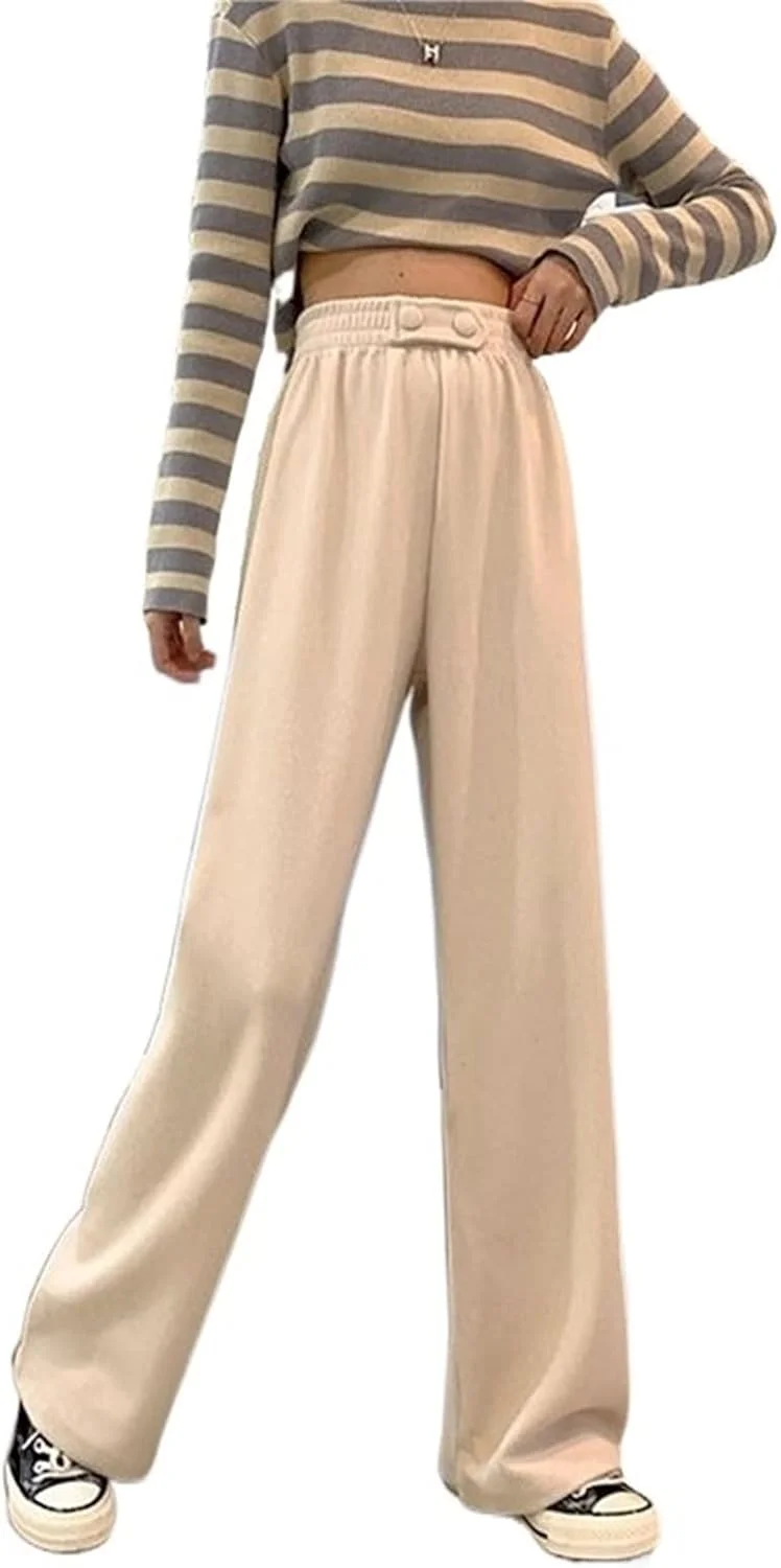 شلوار زنانه BEABAG، شلوار غیر رسمی زنانه، دکمه دار، پلیسه دار، کمر بلند، مدل خیابانی، شلوار راسته (رنگ: سفید، سایز: 4XL)