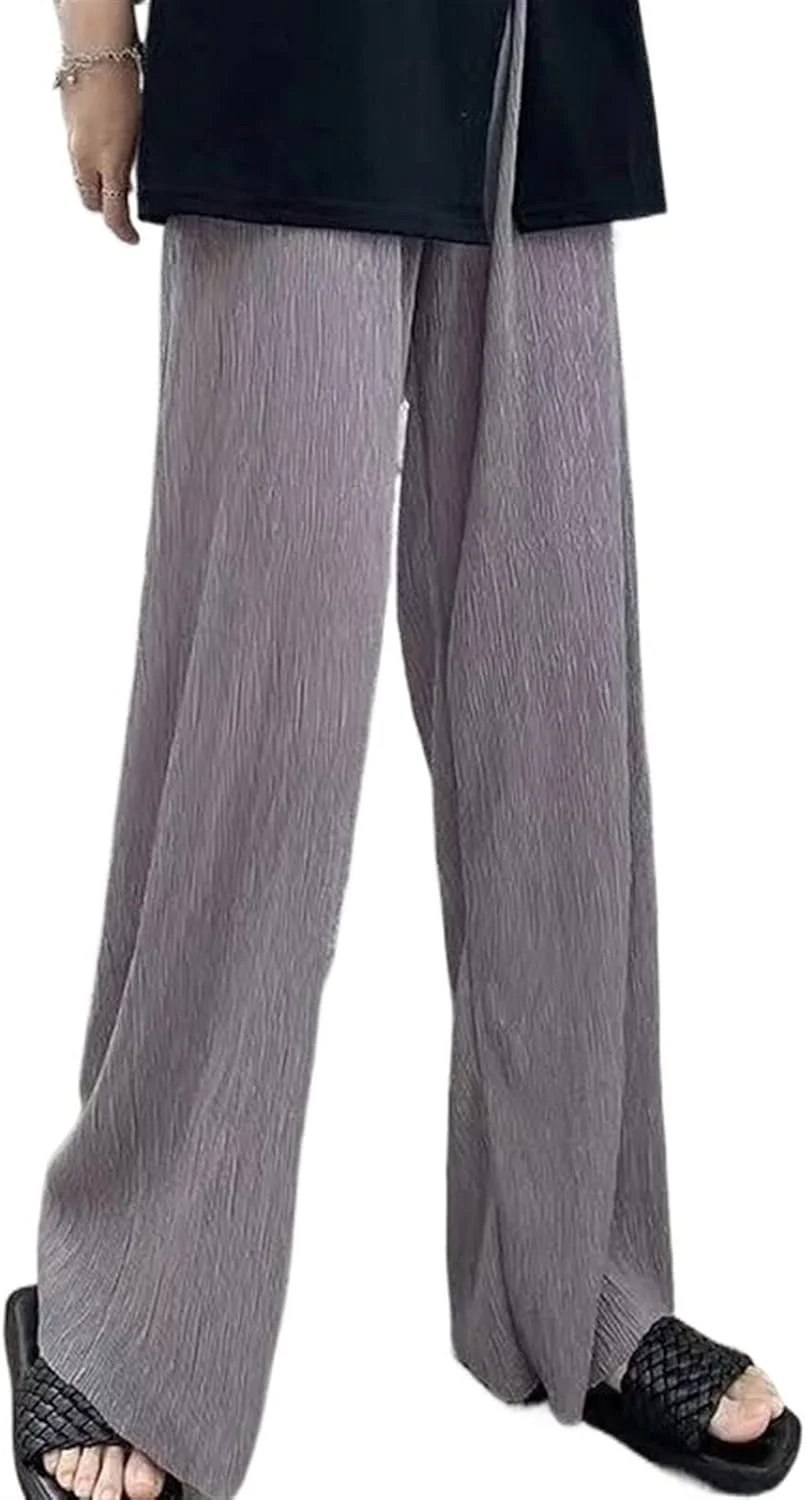 شلوار زنانه BEABAG، شلوار غیر رسمی زنانه، شلوار نخی ساده با کمر کشی، مناسب فصل تابستان، خنک، شیک و دارای پاچه گشاد (رنگ: خاکستری، سایز: XXL)
