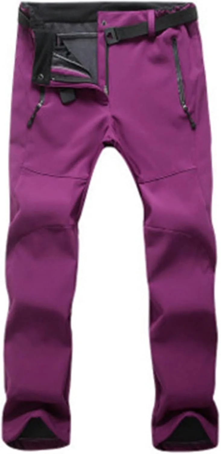 شلوار زنانه شلوار سافت شل پشمی ضخیم و گرم مناسب ماهیگیری، ورزش های فضای باز، کمپینگ، پیاده روی، اسکی، ضد آب و ضد باد (رنگ: Hortel، سایز: S)