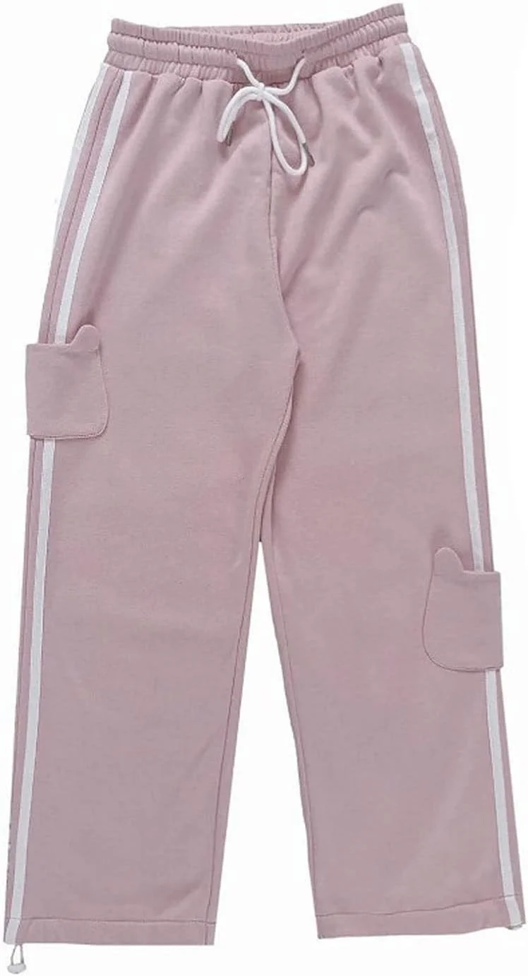شلوار زنانه BEABAG، طراحی دوست داشتنی جیب دار، دارای نوار کناری، مناسب تمرین، استفاده روزانه، دارای بند کشی، شلوار محبوب و شیک برای نوجوانان (رنگ: صورتی، سایز: XL)