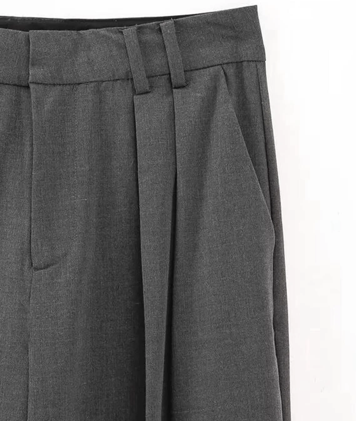 شلوار زنانه BEABAG، شلوار بلند راسته با جیب های پیلی دار، کمر بلند و زیپ دار (سایز: S)