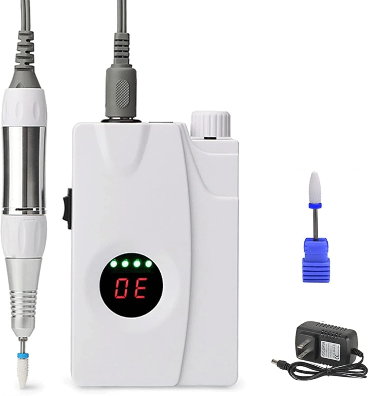 دستگاه سوهان برقی ناخن 30000 دور در دقیقه، ابزار مانیکور و پدیکور به همراه متعلقات، کیت تجهیزات حرفه ای طراحی ناخن، به همراه 6 سری سوهان، مناسب برای استفاده در منزل و سالن، سفید