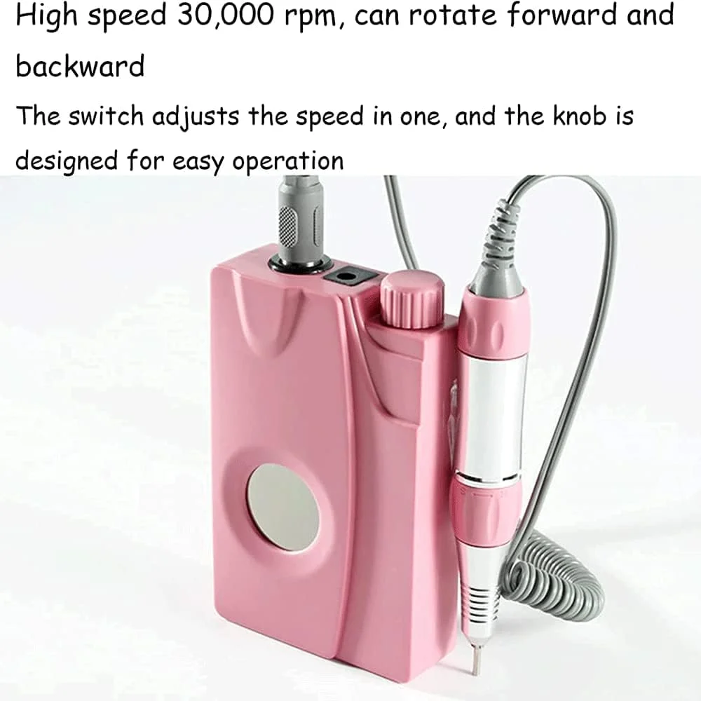 دستگاه سوهان برقی ناخن 30000 دور در دقیقه، ابزار مانیکور و پدیکور به همراه متعلقات، کیت تجهیزات حرفه ای طراحی ناخن، به همراه 6 سری سوهان، مناسب برای استفاده در منزل و سالن، سفید