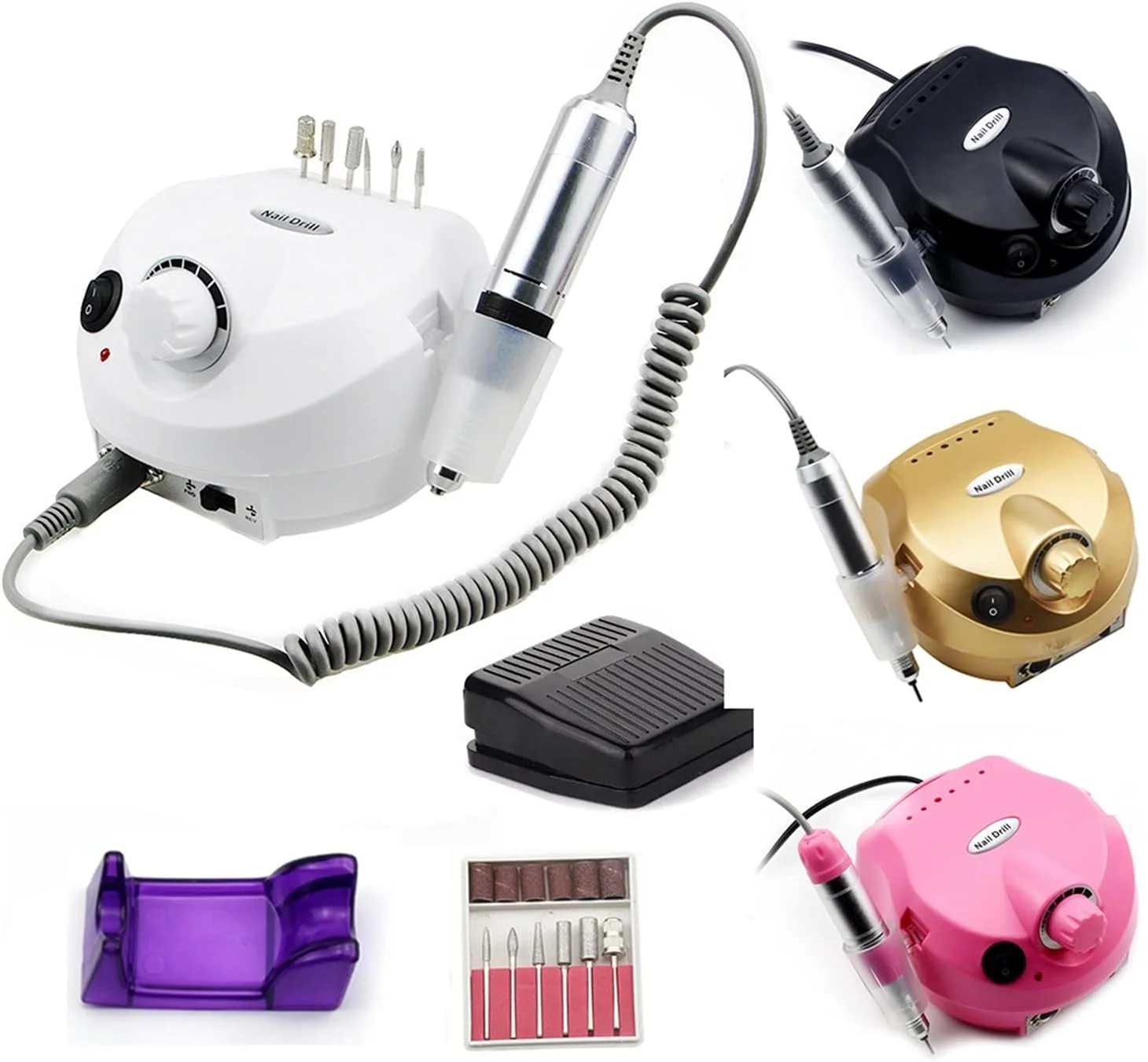 دستگاه سوهان ناخن تمکین 25000 دور در دقیقه، دستگاه حرفه ای مانیکور پدیکور، کیت سوهان برقی ناخن با ابزار برش ناخن، دستگاه قابل حمل مانیکور پدیکور