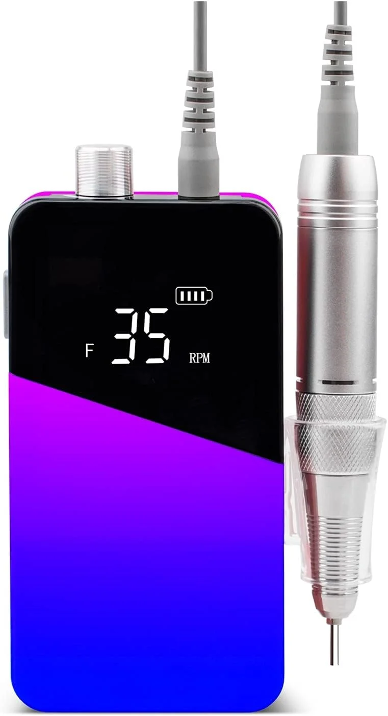 ست مراقبت از ناخن WWART - دستگاه سوهان برقی ناخن قابل حمل بی سیم 35000 دور در دقیقه، ست مانیکور و پدیکور قابل شارژ (رنگ: ست قرمز)