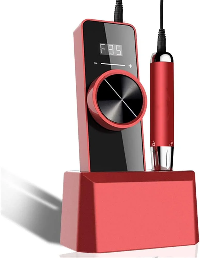 دستگاه سوهان برقی ناخن 35000 دور در دقیقه، درایو بدون برس، قابل شارژ، بی سیم، مناسب برای ناخن های ژلیش و اکریلیک، استفاده در خانه و سالن (رنگ: قرمز)