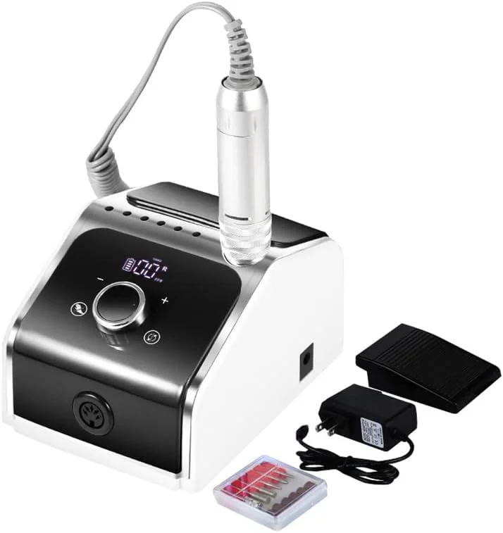 دستگاه مانیکور ناخن برقی 35000 دور در دقیقه، دستگاه دریل برقی ناخن، فایل برقی مانیکور پدیکور با سرعت قابل تنظیم، مناسب برای استفاده خانگی و سالن های حرفه ای