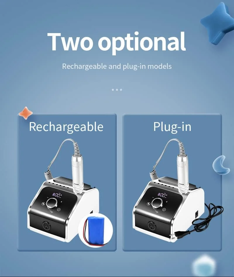 دستگاه مانیکور ناخن برقی 35000 دور در دقیقه، دستگاه دریل برقی ناخن، فایل برقی مانیکور پدیکور با سرعت قابل تنظیم، مناسب برای استفاده خانگی و سالن های حرفه ای