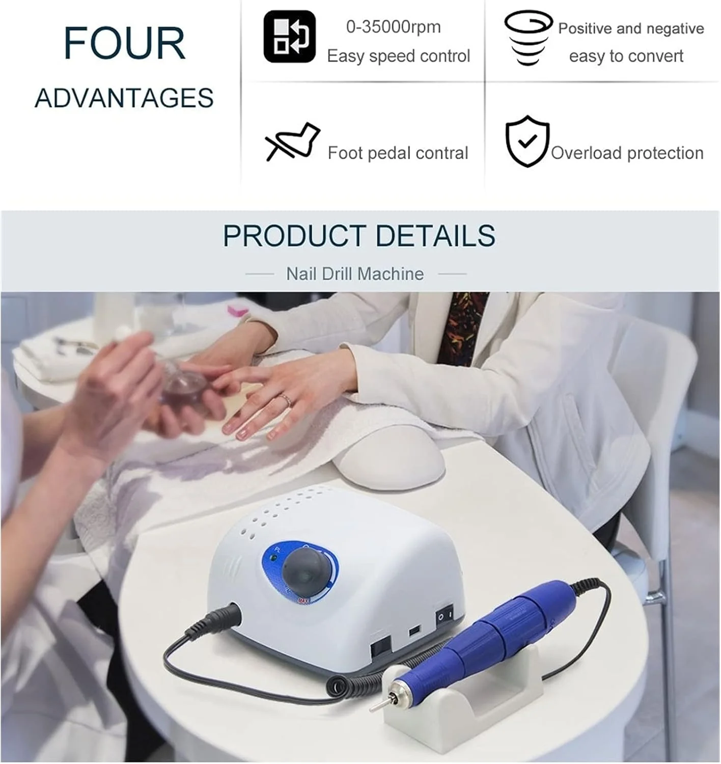 دستگاه سوهان برقی ناخن تمکین 35000 دور در دقیقه، دستگاه مانیکور برقی برای مانیکور پدیکور، ابزار سوهان ناخن، کیت ابزار مته، دستگاه قابل حمل مانیکور پدیکور