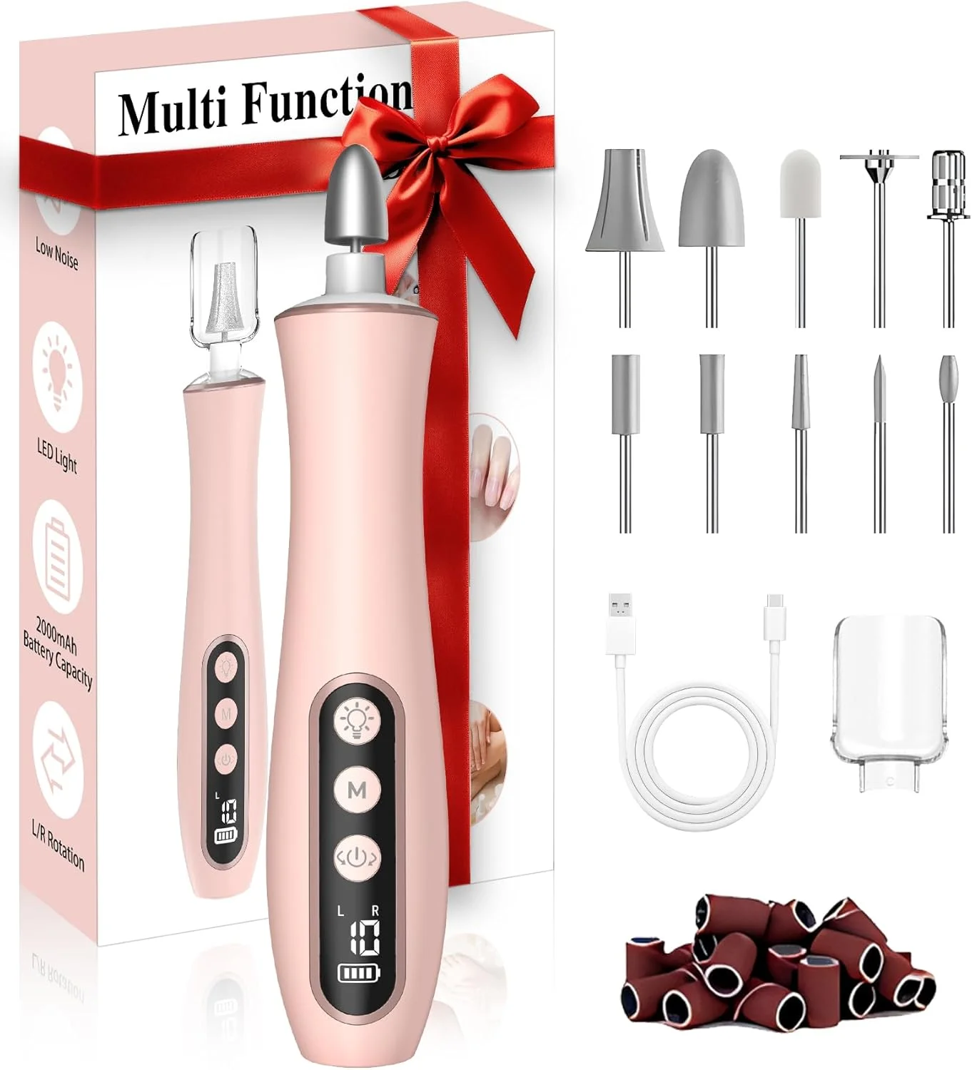 ست سوهان برقی ناخن Atopskins مدل 10 در 1 صورتی