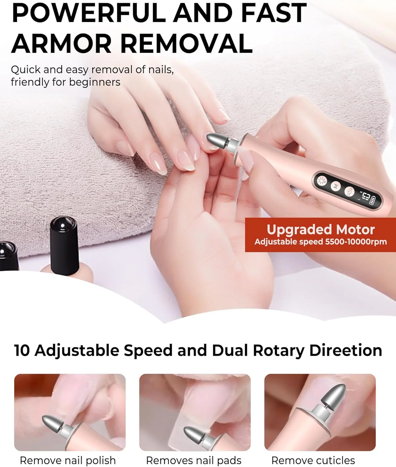 ست سوهان برقی ناخن Atopskins مدل 10 در 1 صورتی