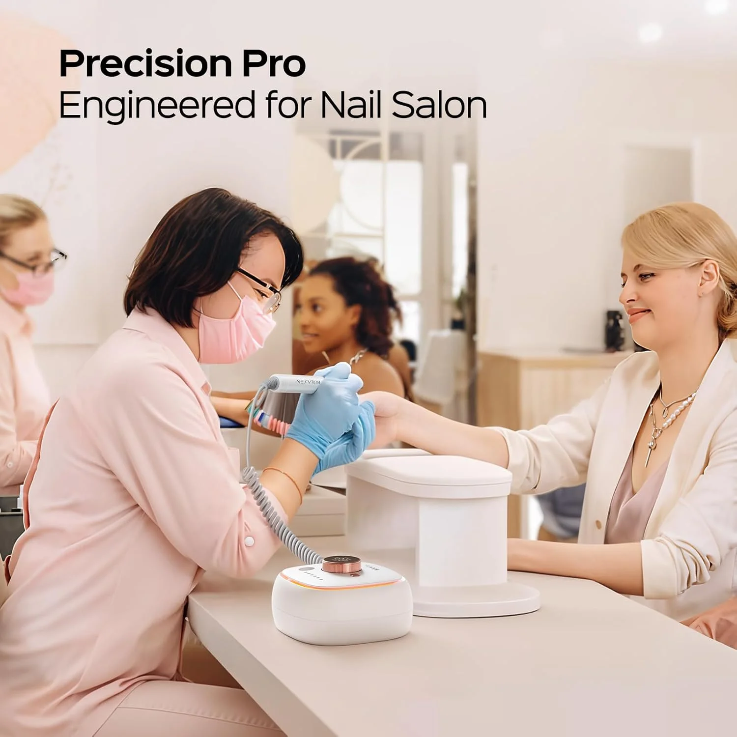 دستگاه سوهان برقی ناخن حرفه ای براشلس 40000 دور در دقیقه BOLASEN، سوهان برقی شارژی بی سیم 7800 میلی آمپر ساعتی، سوهان برقی با قابلیت حذف سریع برای ناخن های ژلی آکریلیک، شروع و توقف خودکار، ایده آل برای استفاده در سالن، HaloDrill 10