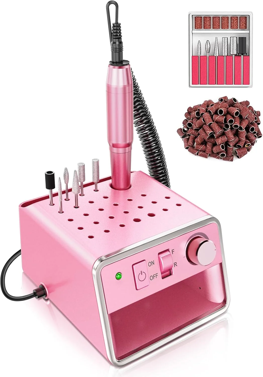 دستگاه سوهان برقی ناخن Beloving، ۲۰۰۰۰ دور در دقیقه، قابل حمل، مناسب برای ناخن های ژلی و اکریلیک، ست حرفه ای مانیکور به همراه لوازم جانبی و محفظه نگهداری، مناسب برای پاک کردن لاک ناخن، صورتی