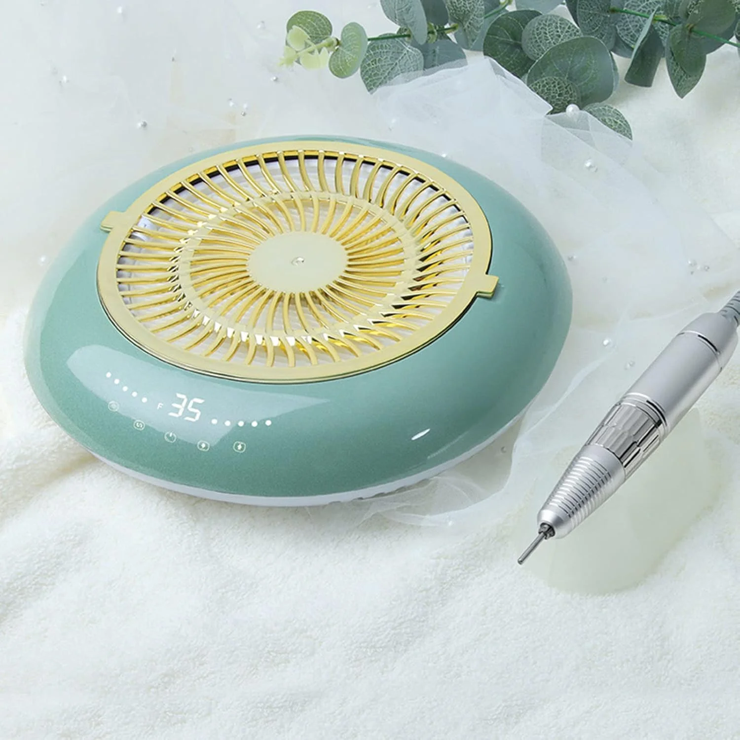 دستگاه جمع کننده گرد و غبار ناخن 2 در 1 تمکین، با دریل ناخن برقی حرفه ای 35000 دور در دقیقه، دارای فن مکنده گرد و غبار ناخن با 2 حالت، مناسب برای ناخن های ژلی آکریلیک