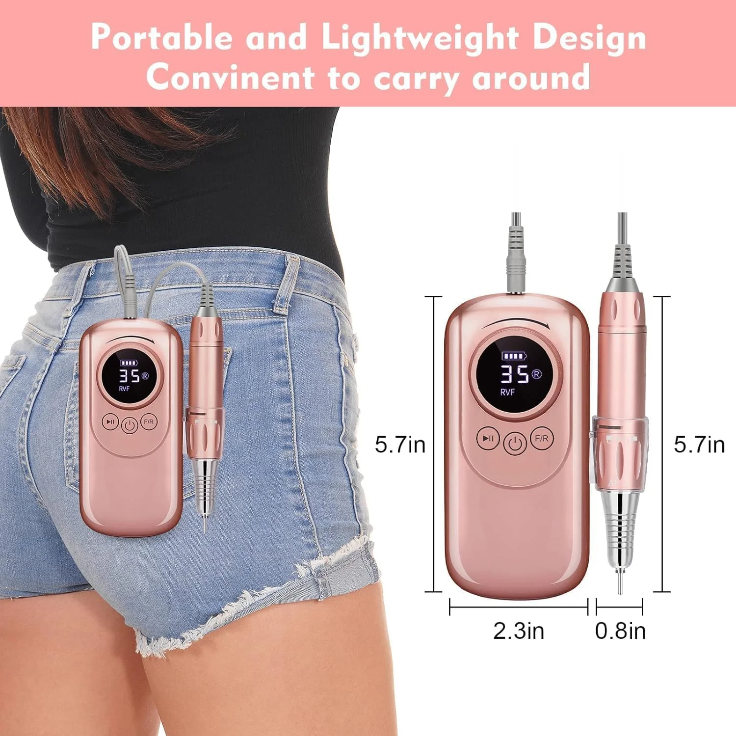 دستگاه سوهان برقی ناخن حرفه ای Clefairy، دستگاه سوهان ناخن شارژی 35000 دور در دقیقه برای ناخن های اکریلیک با 6 سر سوهان، دستگاه مانیکور پدیکور قابل حمل