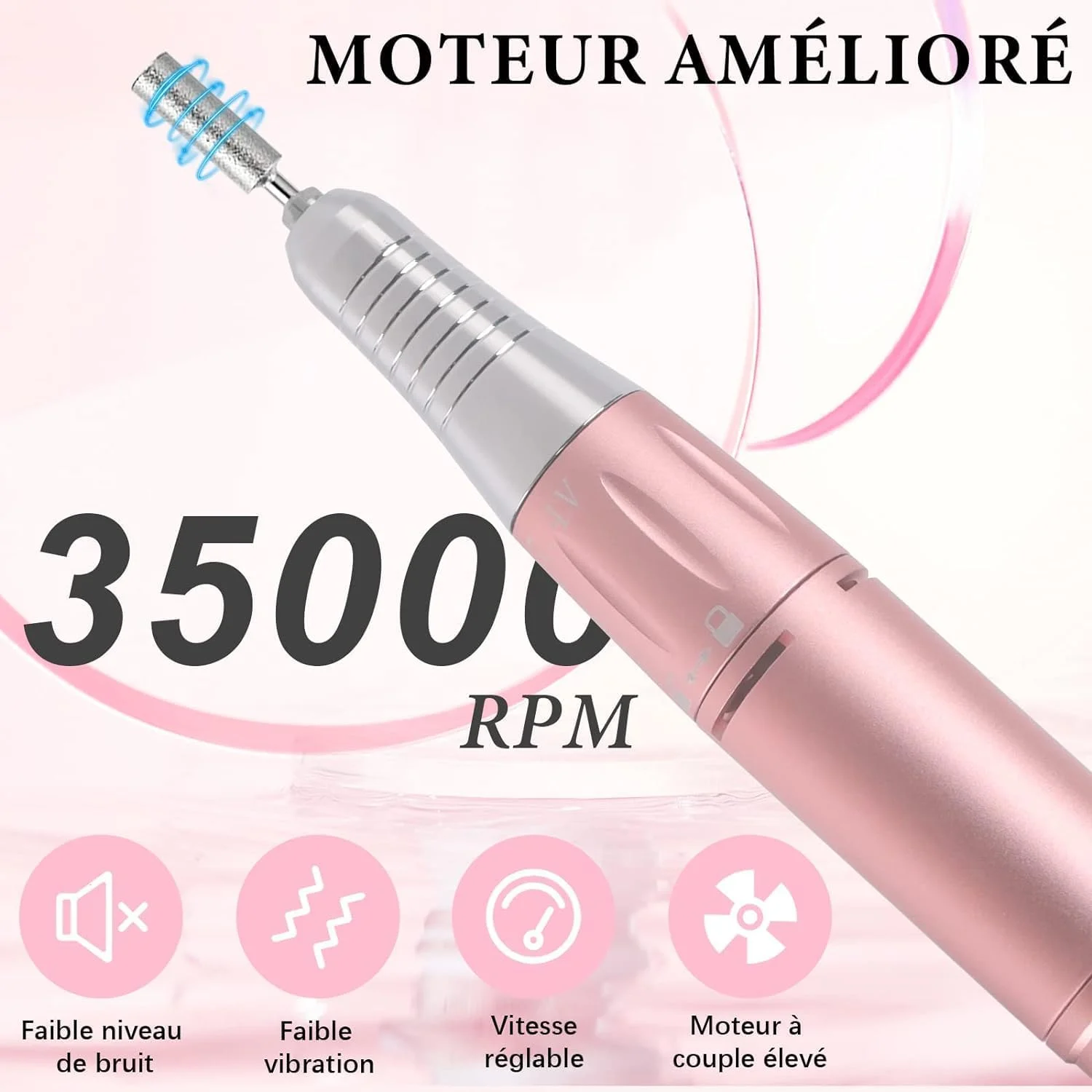 دستگاه سوهان برقی ناخن حرفه ای Clefairy، دستگاه سوهان ناخن شارژی 35000 دور در دقیقه برای ناخن های اکریلیک با 6 سر سوهان، دستگاه مانیکور پدیکور قابل حمل