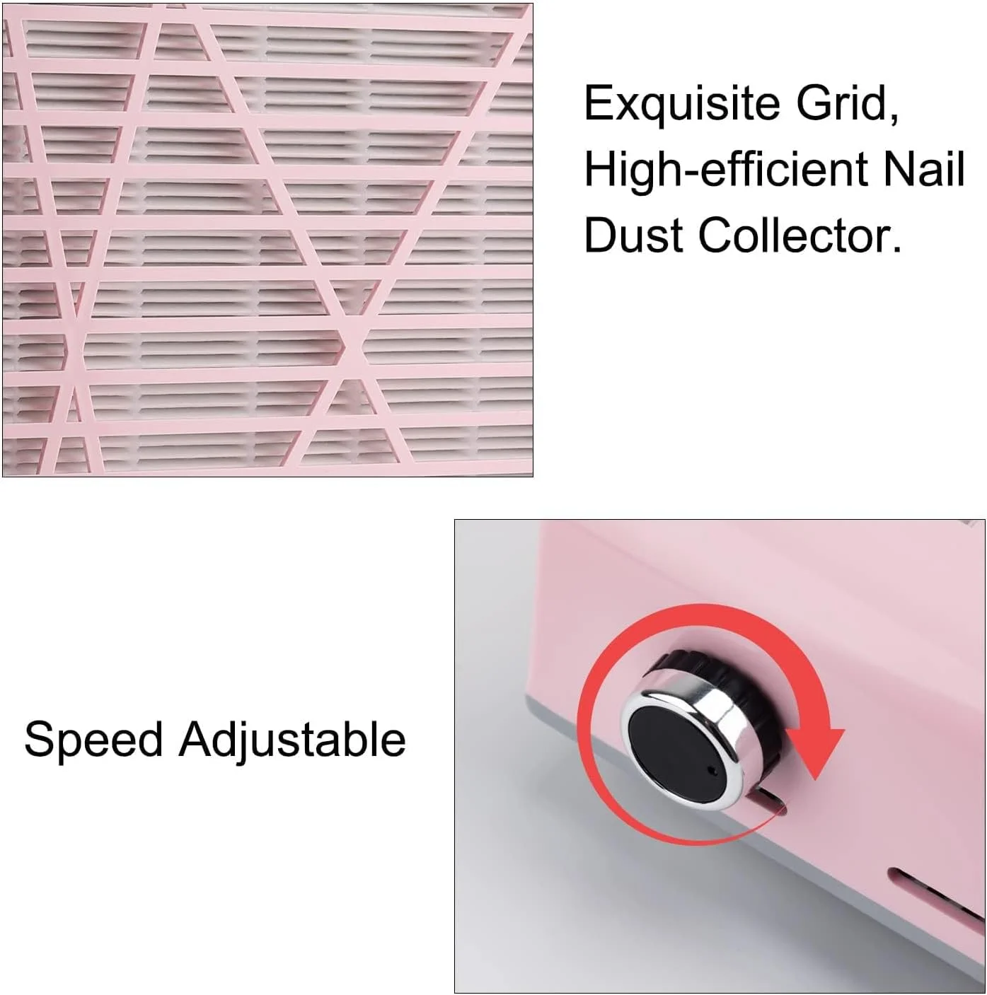 دستگاه جمع کننده گرد و غبار ناخن، 80 وات قابل تنظیم، فیلتر برقی ناخن برای مانیکور، فن جمع کننده گرد و غبار ناخن برای سالن - جمع کننده برقی گرد و غبار برای دریل ناخن و سوهان ناخن