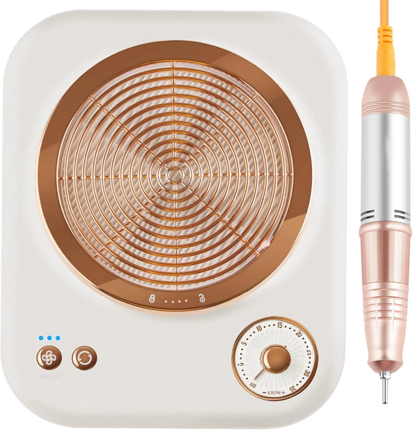 دستگاه جمع کننده گرد ناخن همراه با دستگاه سوهان برقی ناخن، جاروبرقی قدرتمند 60 واتی، دستگاه مکنده گرد و غبار سوهان ناخن 2 در 1 قوی، لرزش کم، تجهیزات حرفه ای برای سالن آرایش ناخن