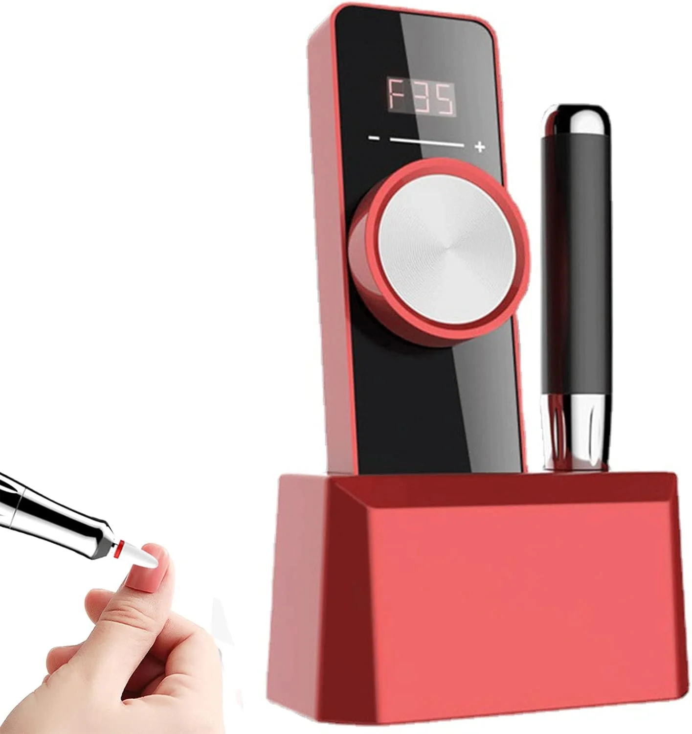 دستگاه سوهان ناخن شارژی موتور بدون هسته، 35000 دور در دقیقه، ابزار پولیش ناخن، 16 ساعت آماده به کار، سوهان برقی ناخن بدون سیم قابل حمل حرفه ای، قرمز