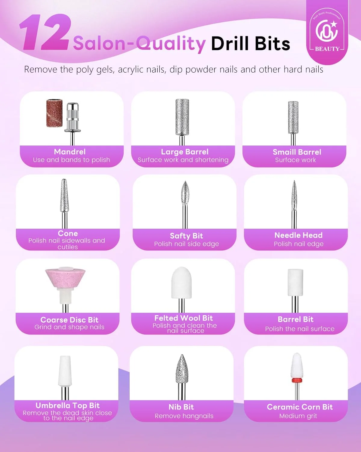 دستگاه سوهان برقی ناخن حرفه ای CozyZen: کیت سوهان برقی قابل شارژ 45000 دور در دقیقه، قابل حمل و کم صدا برای ناخن های اکریلیک و ژل، مانیکور و پدیکور - مناسب برای سالن و استفاده خانگی (Dazzle Plus)