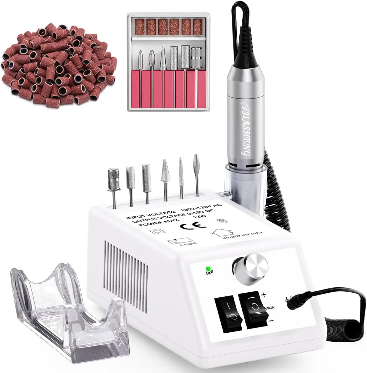 دستگاه سوهان ناخن حرفه ای Jiasheng، دستگاه برقی سوهان ناخن 20000 دور در دقیقه، سوهان برقی ناخن برای ناخن های اکریلیک، ناخن های ژلی، ابزارهای مانیکور پدیکور برای استفاده در سالن، سفید