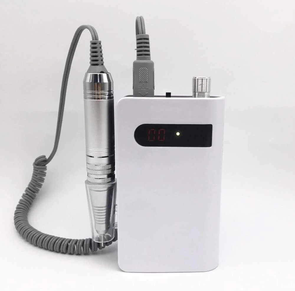 ابزار مانیکور و پدیکور با کیفیت بالا، دریل برقی ناخن شارژی 30000 دور در دقیقه با 6 عدد سری، مناسب برای استفاده حرفه ای یا خانگی (رنگ: سفید)