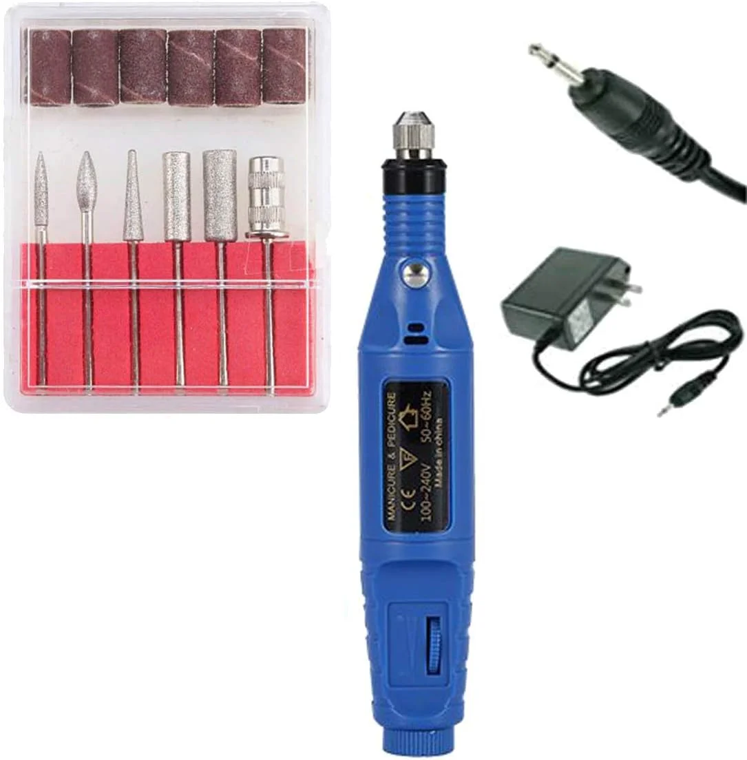 ست دریل و سوهان ناخن برقی حرفه ای برای مانیکور و پدیکور به همراه سری های مختلف سمباده و آداپتور (طرح شماره 3، ست ناخن)