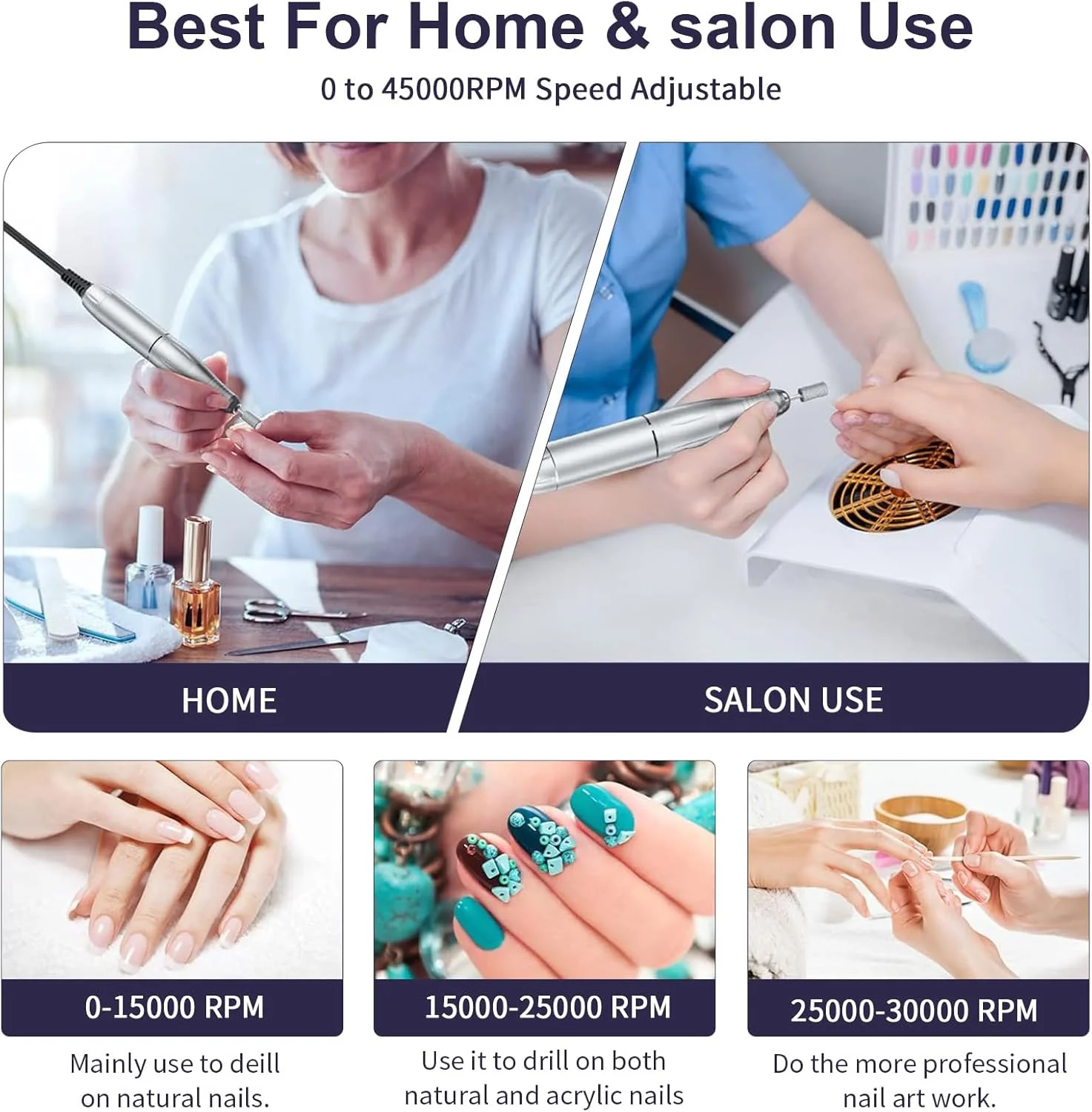 ست دستگاه مانیکور برقی 45000 دور در دقیقه با متعلقات، کم صدا، استفاده آسان، دستگاه سوهان شارژی ست دستگاه مانیکور برقی 45000 دور در دقیقه با متعلقات، کم صدا، استفاده آسان، دستگاه سوهان شارژی