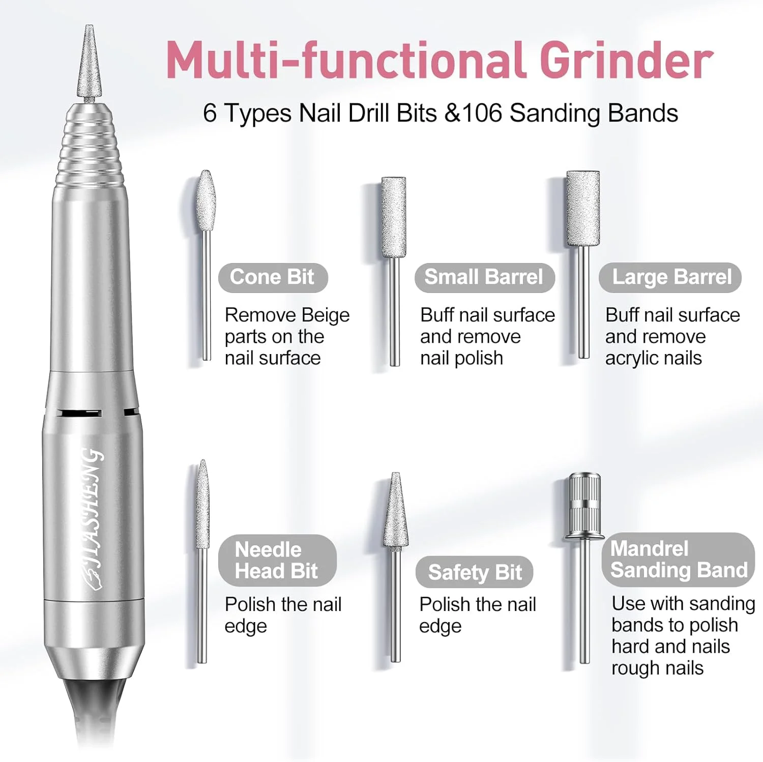 دستگاه سوهان ناخن حرفه ای Jiasheng، دستگاه برقی سوهان ناخن 20000 دور در دقیقه، سوهان برقی ناخن برای ناخن های اکریلیک، ناخن های ژلی، ابزارهای مانیکور پدیکور برای استفاده در سالن، سفید دستگاه سوهان ناخن حرفه ای Jiasheng، دستگاه برقی سوهان ناخن 20000 دور در دقیقه، سوهان برقی ناخن برای ناخن های اکریلیک، ناخن های ژلی، ابزارهای مانیکور پدیکور برای استفاده در سالن، سفید
