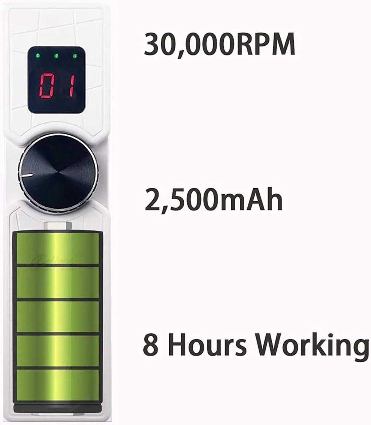 مینی دریل ناخن سفید برای ناخن های اکریلیک و ناخن های طبیعی، قابل شارژ USB، کیت دریل ناخن 30000 دور در دقیقه با سر دریل های سرامیکی