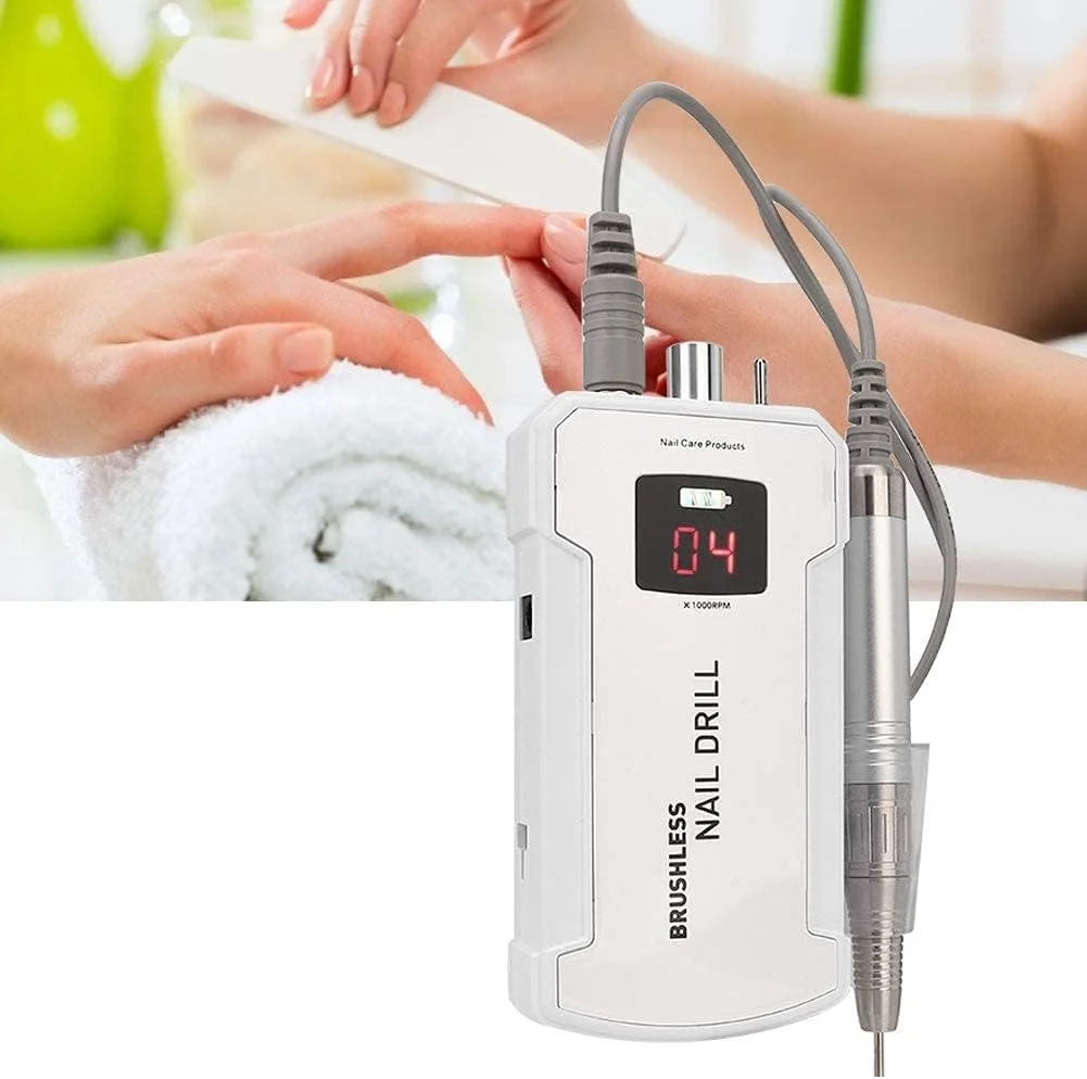 دستگاه سوهان برقی ناخن، پولیشر حرفه ای قابل حمل 35000 دور در دقیقه، ابزار مانیکور برای ناخن های اکریلیک و ژل، مانیکور پدیکور کوتیکول، بی سیم