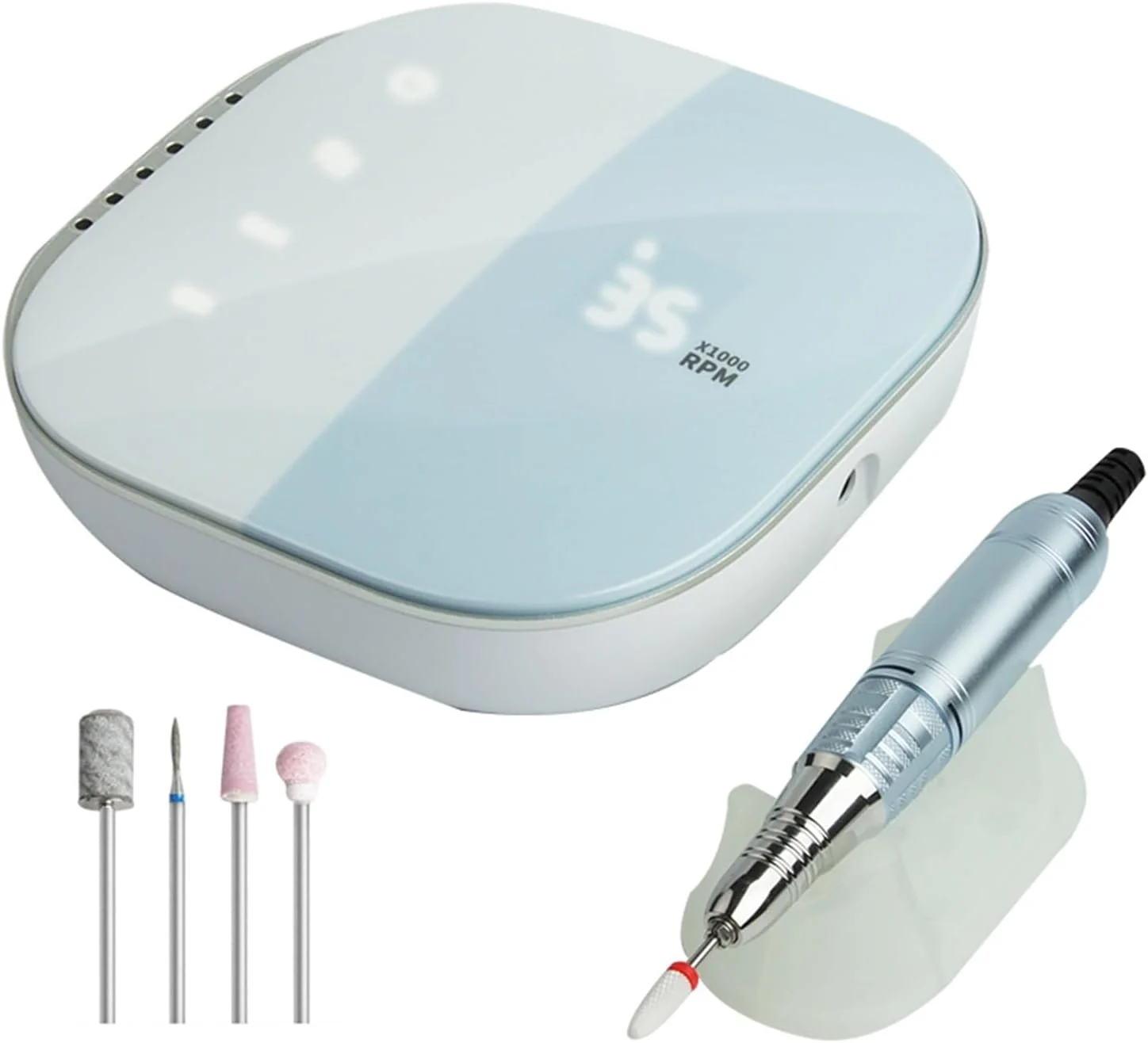 دستگاه سوهان برقی ناخن، دستگاه سوهان برقی ناخن 35000 دور در دقیقه، ست پدیکور و مانیکور با سرعت بالا، لوازم ناخن برای متخصصان، پولیشر و سمباده ناخن (آبی)