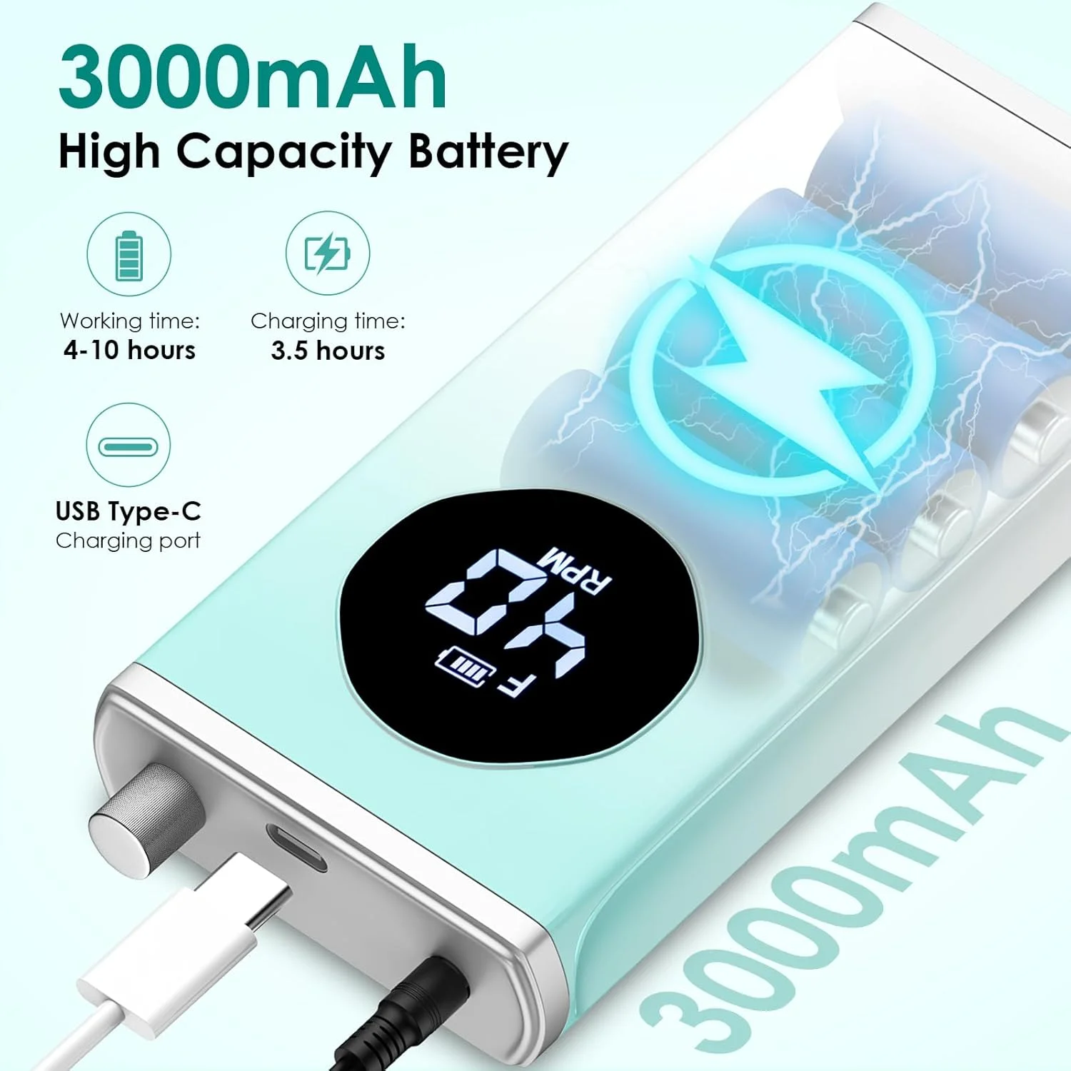 دستگاه سوهان برقی ناخن، کیت حرفه ای سوهان ناخن 40000 دور در دقیقه با 15 سری سوهان، دستگاه سوهان ناخن بی سیم قابل حمل برای از بین بردن لاک ژل و پولیش ناخن های اکریلیک، مناسب برای مانیکور سالن و منزل (آبی)