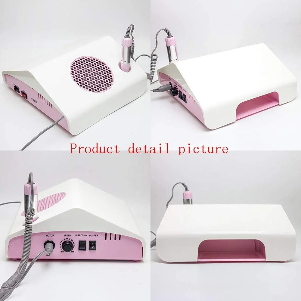 دستگاه سوهان برقی ناخن، JD6500 دستگاه پولیش ناخن برقی 3 در 1، دستگاه جمع کننده گرد و غبار ناخن، ست سر سوهان ابزار آسیاب ژل اکریلیک، حرارت کم، صدای کم، لرزش کم