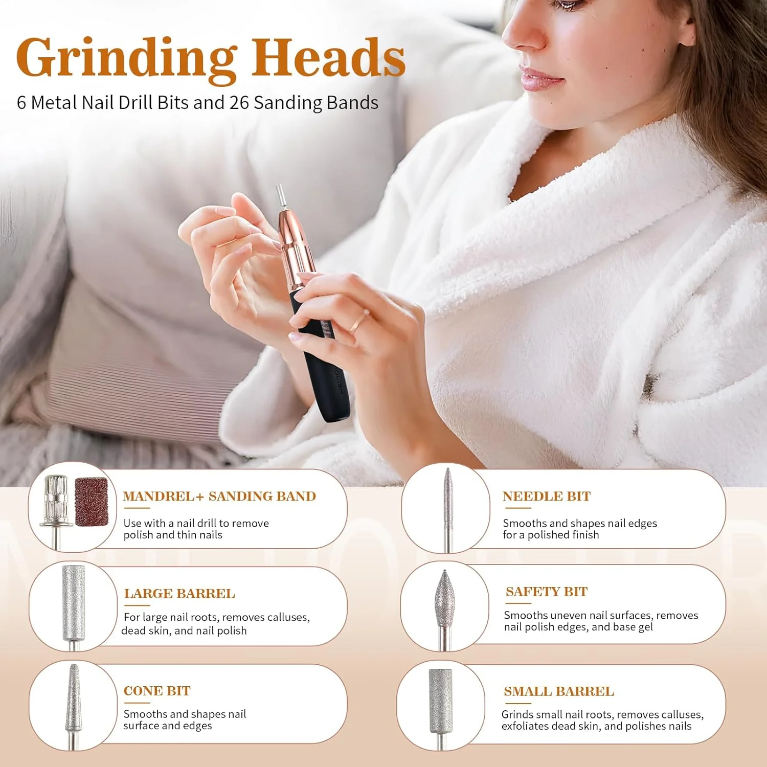 سوهان برقی ناخن ELEHOME، سوهان ناخن بی سیم برای ناخن های پودری آکریلیک ژل دیپ، ماشین سوهان برقی قابل شارژ برای مانیکور پدیکور پولیش و شکل دادن، مشکی