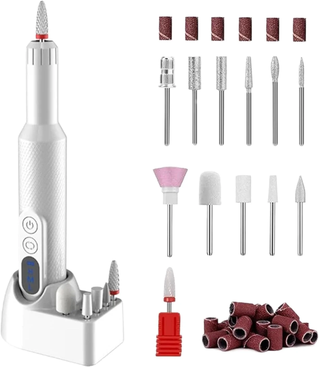 سوهان ناخن برقی | سوهان ناخن الکترونیکی قابل شارژ کم صدا | لوازم مانیکور قابل حمل و انعطاف پذیر برای شکل دادن، مرتب کردن، حکاکی و پولیش