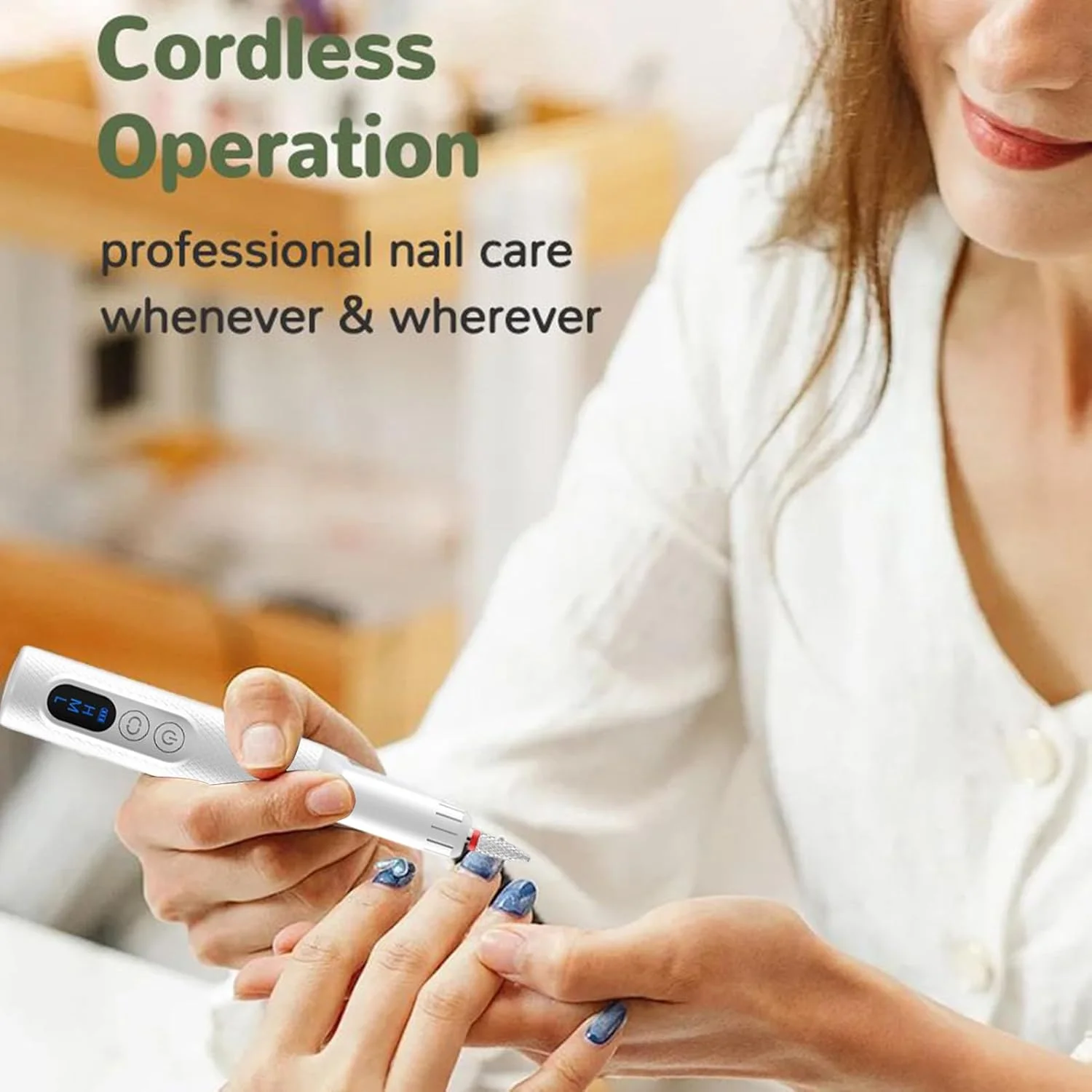 سوهان ناخن برقی | سوهان ناخن الکترونیکی قابل شارژ کم صدا | لوازم مانیکور قابل حمل و انعطاف پذیر برای شکل دادن، مرتب کردن، حکاکی و پولیش