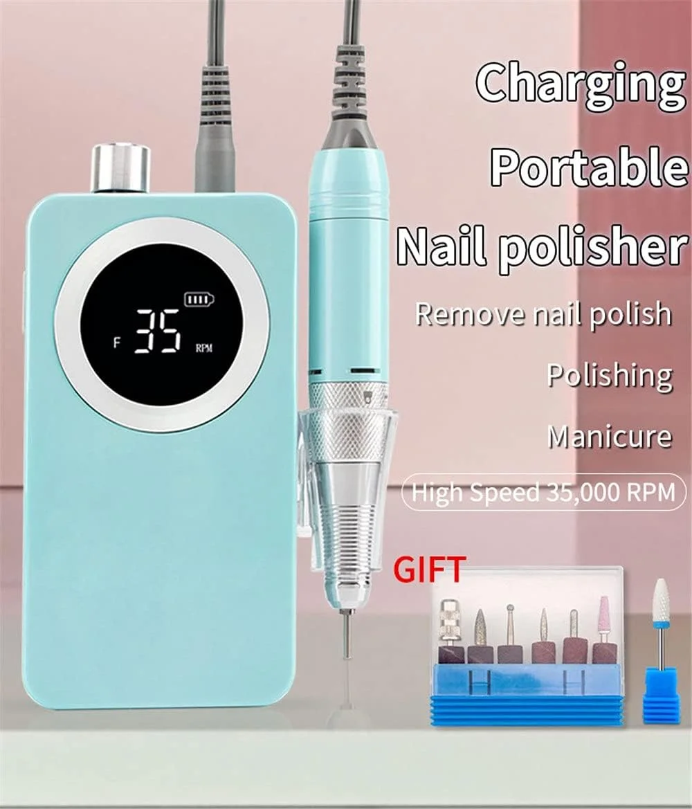دستگاه سوهان برقی ناخن - ست سوهان شارژی بی سیم برای مانیکور پدیکور، 35000 دور در دقیقه