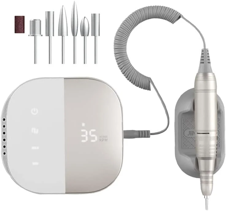 دستگاه مانیکور ناخن برقی، دستگاه دریل ناخن برقی 35000 دور در دقیقه، فایل ناخن برقی مانیکور پدیکور با سرعت قابل تنظیم، مناسب برای استفاده خانگی و سالن حرفه ای
