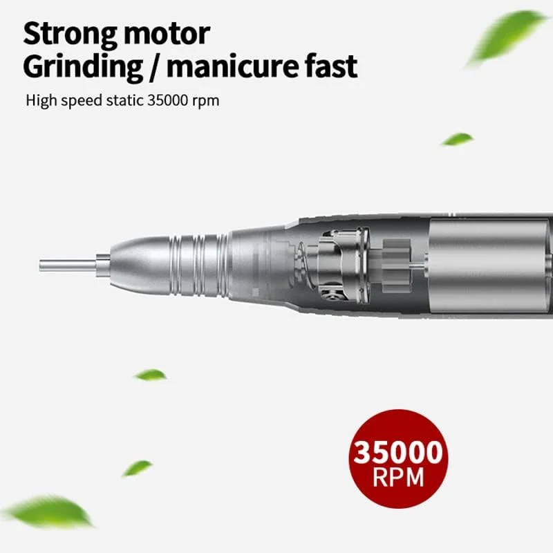 دستگاه مانیکور ناخن برقی، دستگاه دریل ناخن برقی 35000 دور در دقیقه، فایل ناخن برقی مانیکور پدیکور با سرعت قابل تنظیم، مناسب برای استفاده خانگی و سالن حرفه ای
