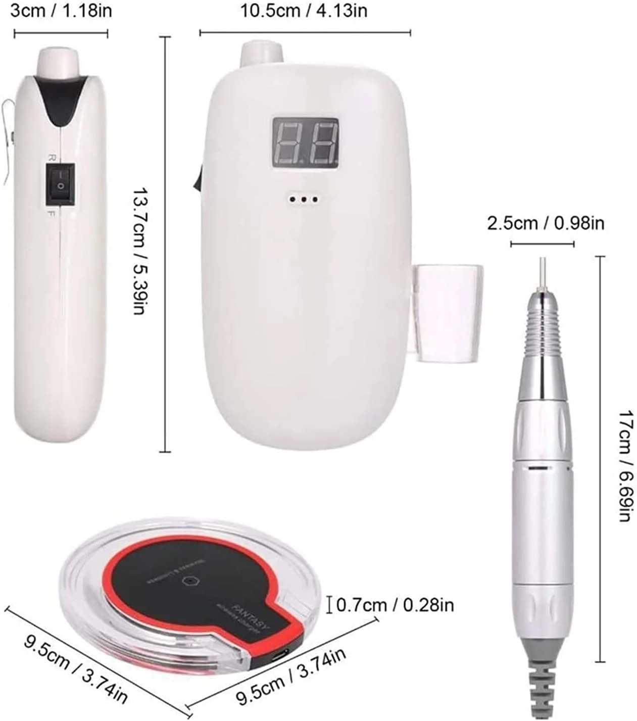 دستگاه مینی برقی مانیکور ناخن - ست قابل حمل USB شارژی برای پدیکور و مراقبت از ناخن، مناسب برای ناخن های اکریلیک و ژلی، 35000 دور در دقیقه (رنگ: سفید)