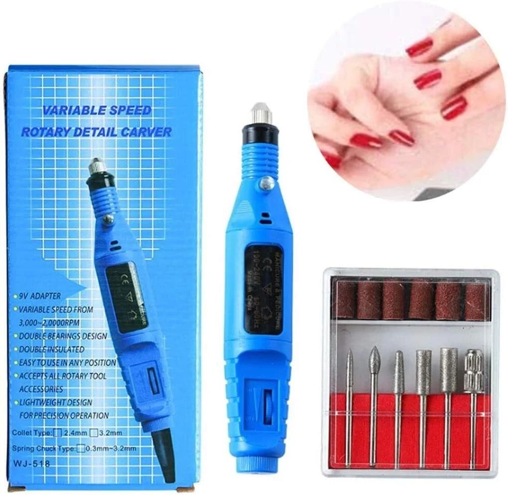 دستگاه مانیکور برقی ناخن، سوهان برقی ناخن، دستگاه سوهان ناخن برقی، کیت مانیکور پدیکور مناسب استفاده شخصی و سالن (رنگ: آبی)