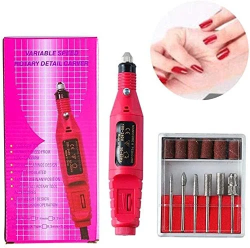 دستگاه سوهان برقی مانیکور ناخن، سوهان برقی طراحی ناخن، دستگاه سوهان ناخن، کیت مانیکور پدیکور مناسب استفاده شخصی و سالن (رنگ: صورتی)