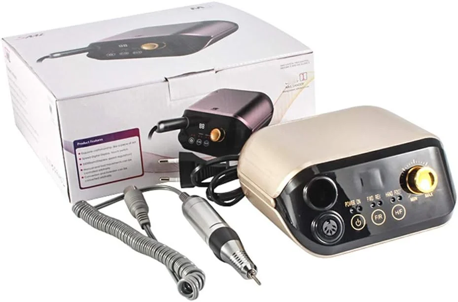 ابزار پولیش مانیکور برقی جدید 2019، ماشین مته سوهان ناخن 25000 دور در دقیقه، ست پولیشر و کلیپر ناخن حرفه ای با صفحه نمایش LCD برای ناخن های ژلی آکریلیک