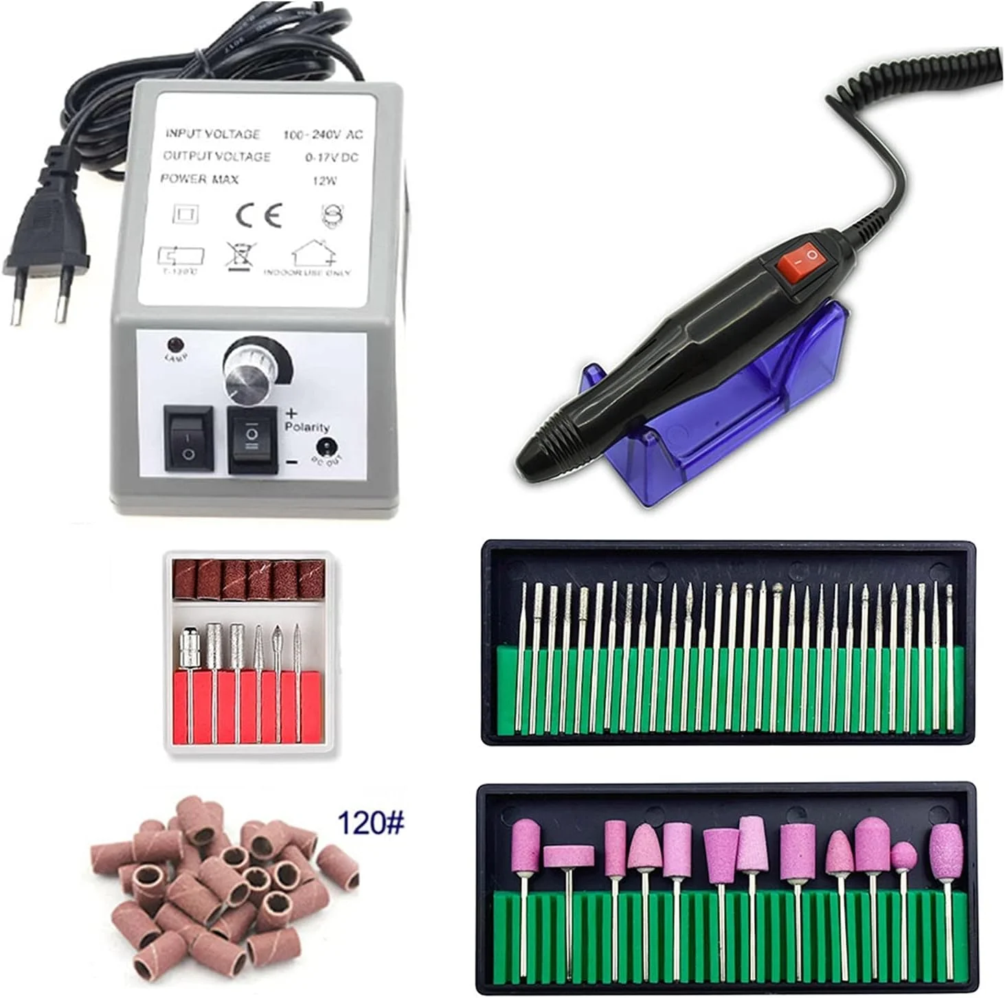 دستگاه سوهان برقی ناخن تمکین، مناسب مانیکور و پدیکور، 12 وات، 20000 دور در دقیقه، ست تجهیزات ماشین فرز ناخن، سوهان برقی قابل حمل