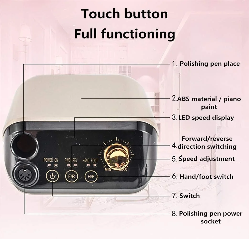 ابزار پولیش مانیکور برقی جدید 2019، ماشین مته سوهان ناخن 25000 دور در دقیقه، ست پولیشر و کلیپر ناخن حرفه ای با صفحه نمایش LCD برای ناخن های ژلی آکریلیک