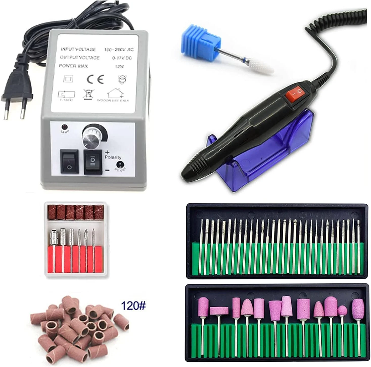 دستگاه سوهان برقی ناخن تمکین، مناسب مانیکور و پدیکور، 12 وات، 20000 دور در دقیقه، ست تجهیزات ماشین فرز ناخن، سوهان برقی قابل حمل