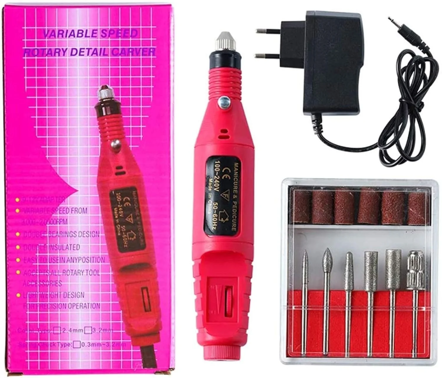 ست مانیکور و پدیکور برقی، دستگاه سوهان ناخن برای ناخن های اکریلیک، لاک معمولی، ناخن های ژلی، 6 در 1 چند منظوره