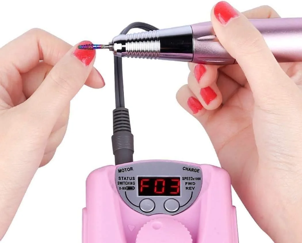 دستگاه سوهان برقی ناخن، مناسب مانیکور و پدیکور، 30000 دور در دقیقه، دستگاه صورتی، کیت کامل حرفه ای مراقبت از ناخن های دست و پا