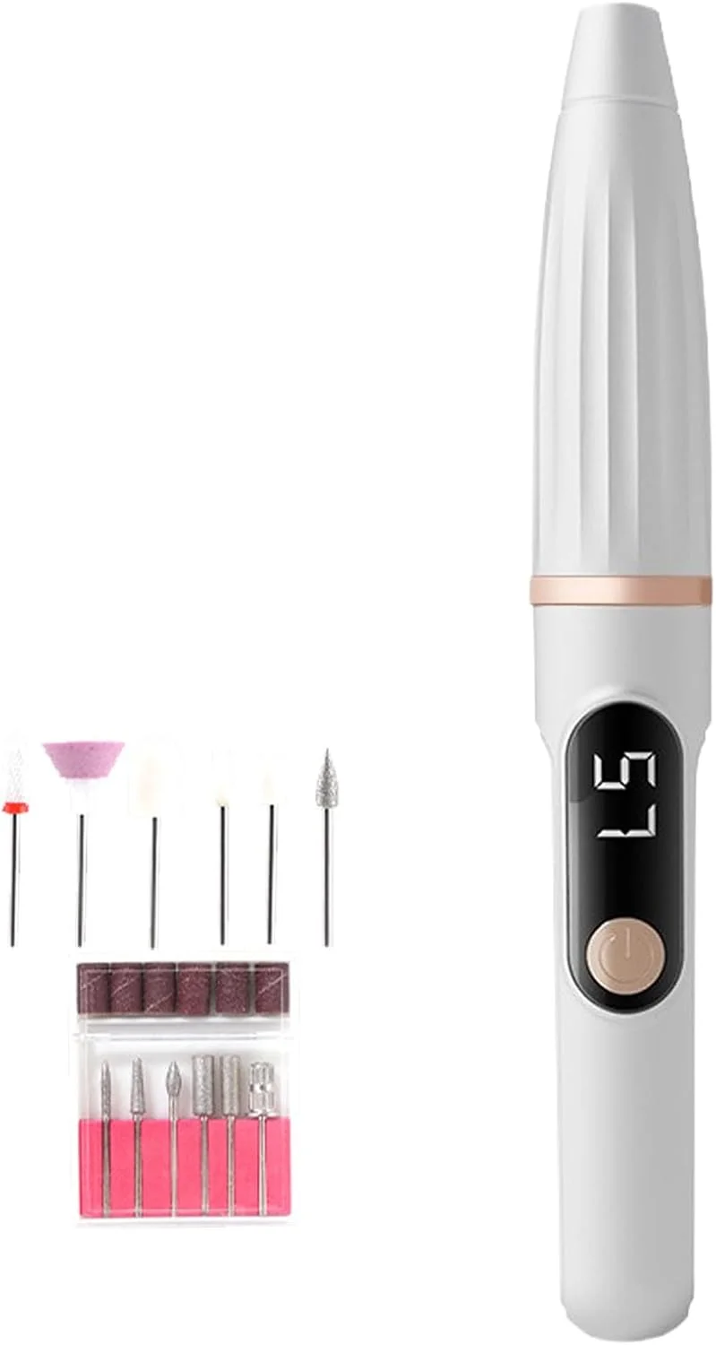 دستگاه سوهان برقی ناخن | سوهان برقی ناخن، فایل برقی ناخن با صفحه نمایش دیجیتال، ابزار قابل حمل پدیکور با قطعات تعویضی، کیت مانیکور برای استفاده در منزل و سالن